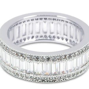 18K Gold Plated 8MM Emerald Cut Eternity Ring